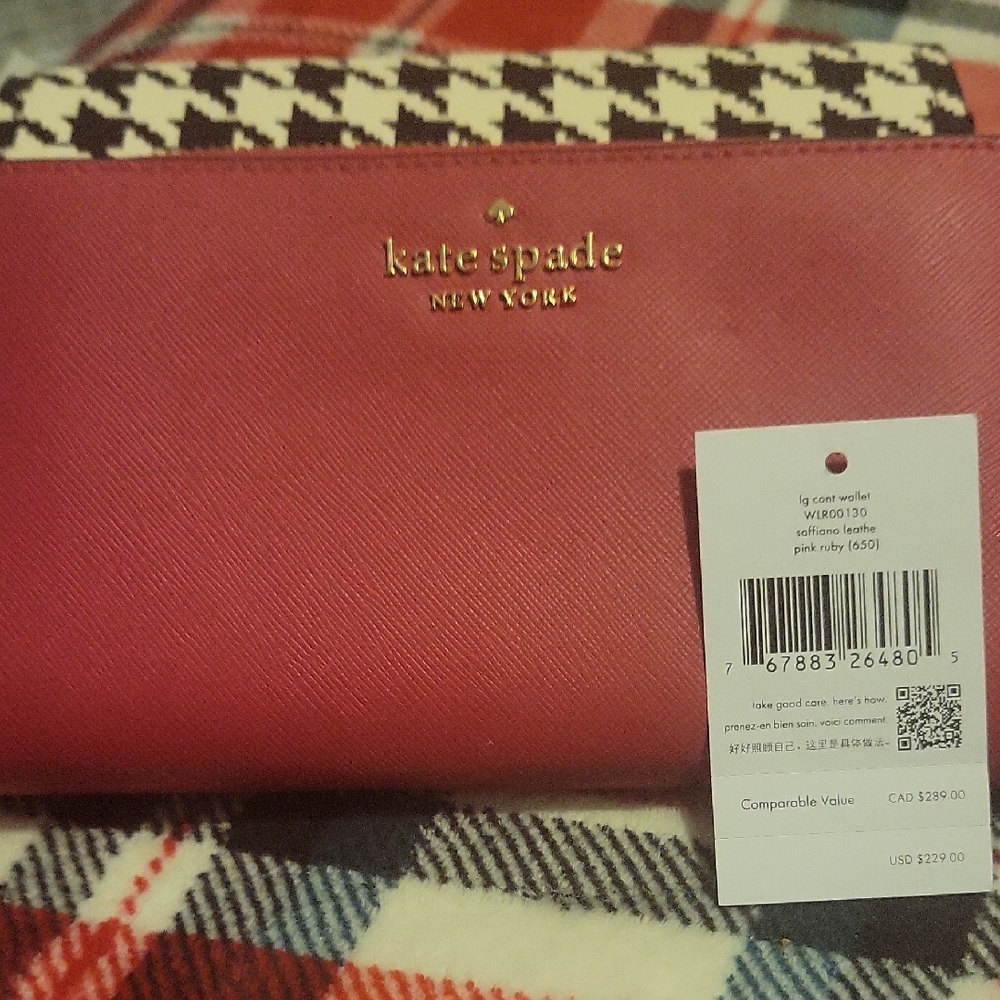 Kate Spade Raspberry and Houndstooth Clutch